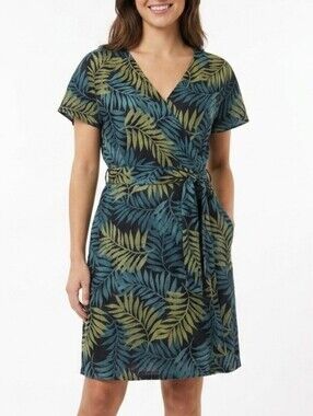 Paraphrase Palm Print Linen Dress